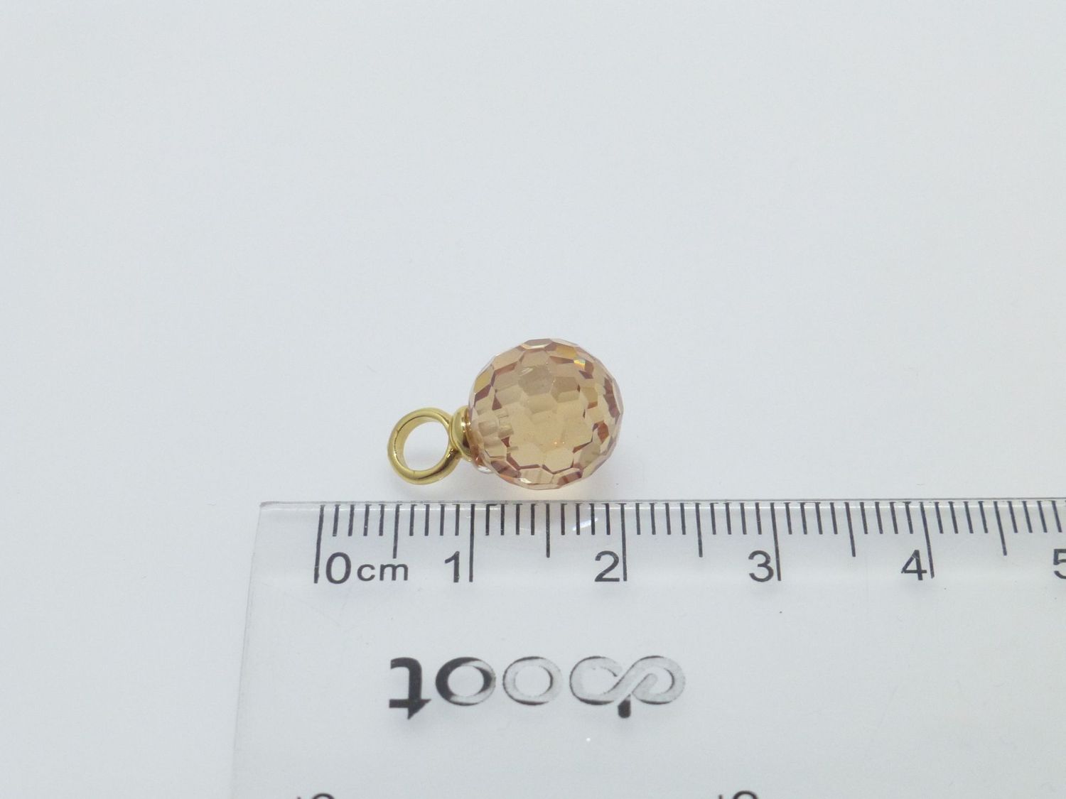 Ohrring-Anhänger Zirkonia Kugel 10mm Champagner Gold