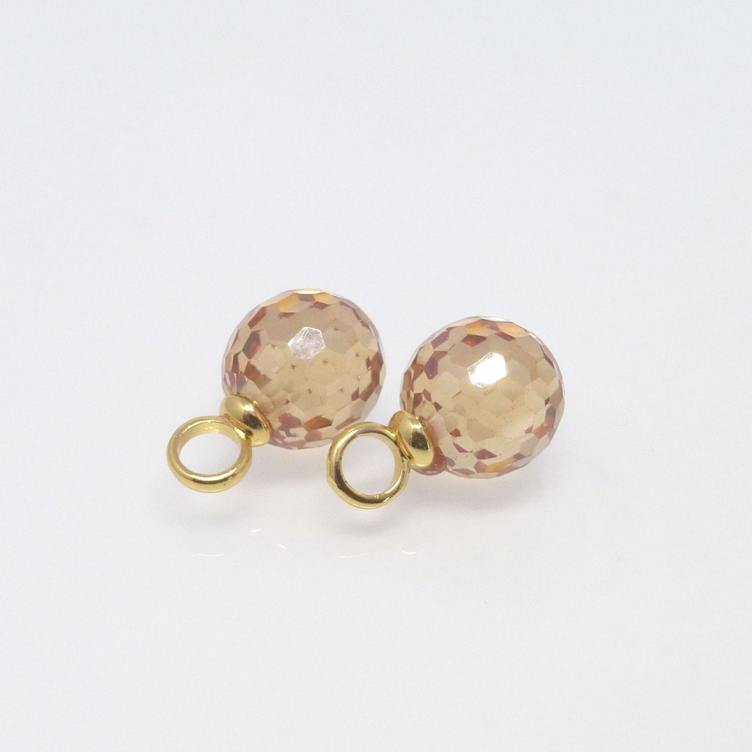 Ohrring-Anhänger Zirkonia Kugel 10mm Champagner Gold