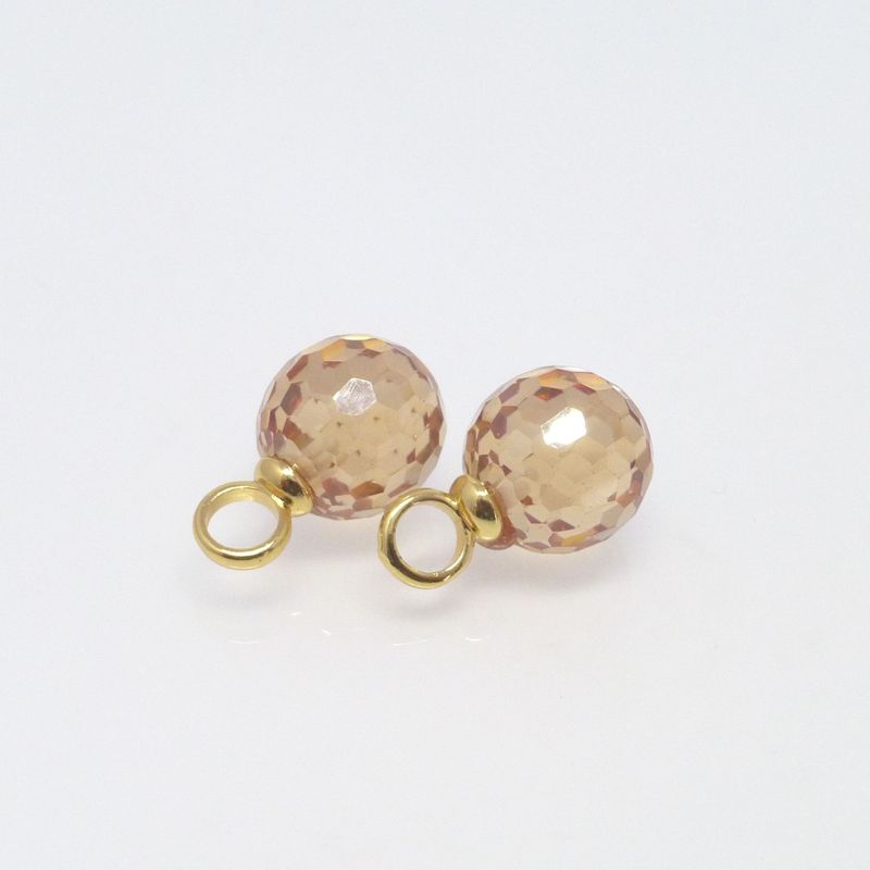 Ohrring-Anhänger Zirkonia Kugel 10mm Champagner Gold