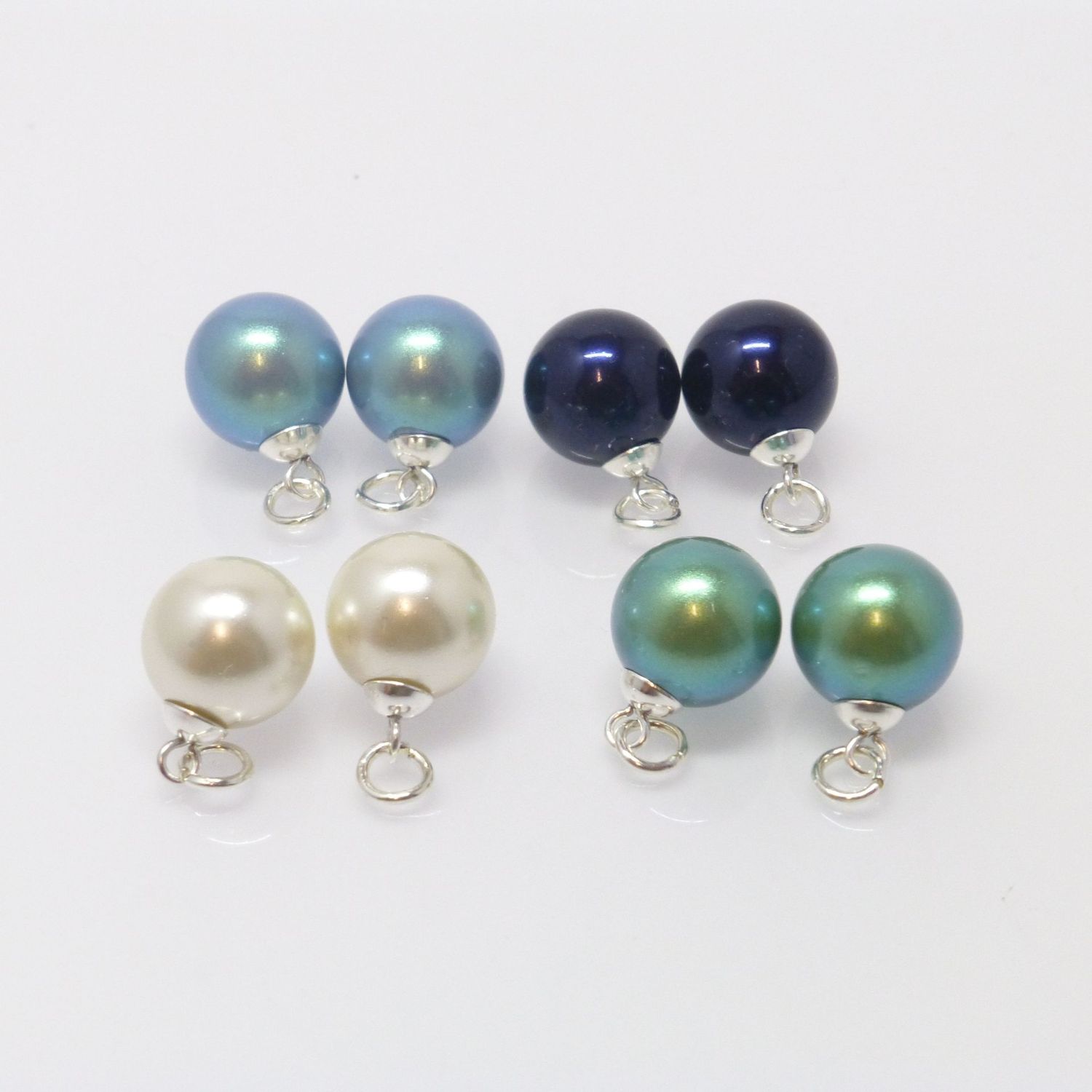 Ohrring-Anhänger Perlen 12mm Silber