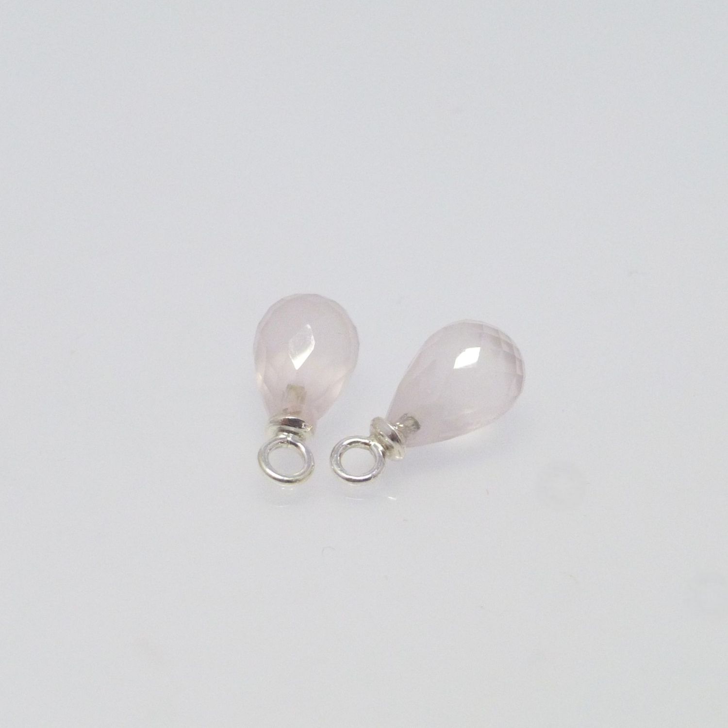 Ohrring-Anhänger Rosenquarz Tropfen 9x6mm Silber