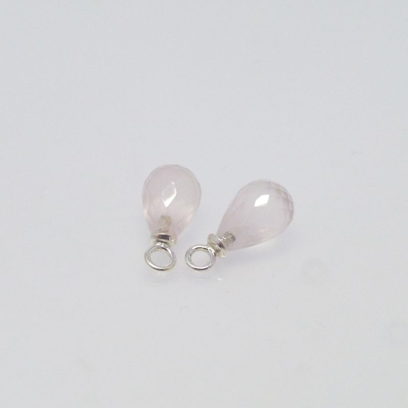 Ohrring-Anhänger Rosenquarz Tropfen 9x6mm Silber