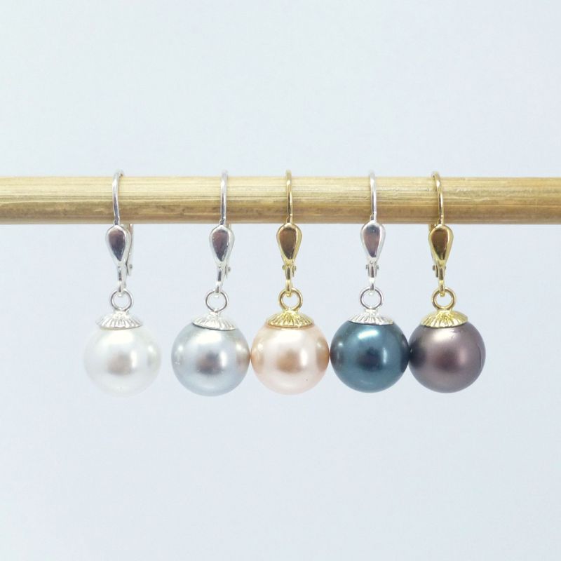 Perlen-Ohrringe Patentbrisur Perle 10mm beweglich Silber Gold