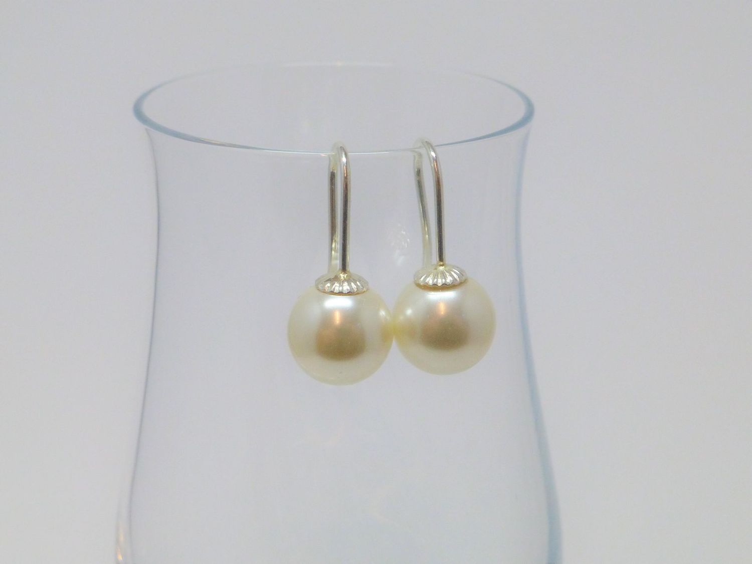 Perlen-Ohrhänger Ohrhaken Perle 10mm Silber Gold