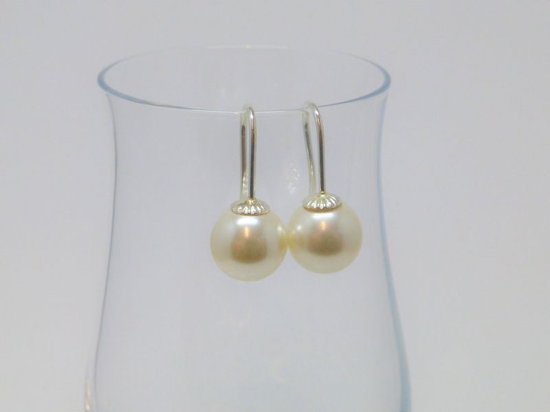 Perlen-Ohrhänger Ohrhaken Perle 10mm Silber Gold