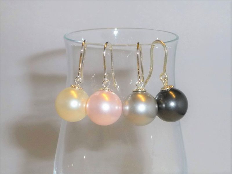 Ohrhänger mit Perle 12mm beweglich Silber Gold