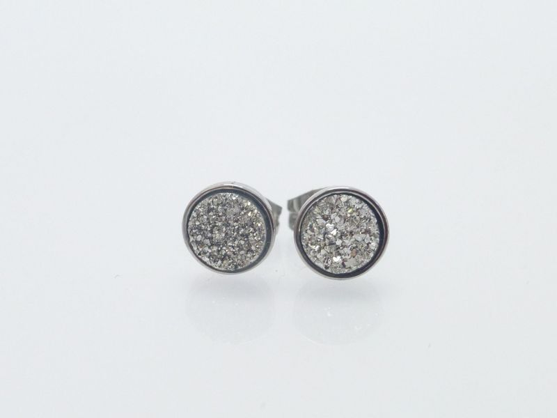 Ohrstecker Edelstsahl Druzy Achat Silber 6mm 8mm