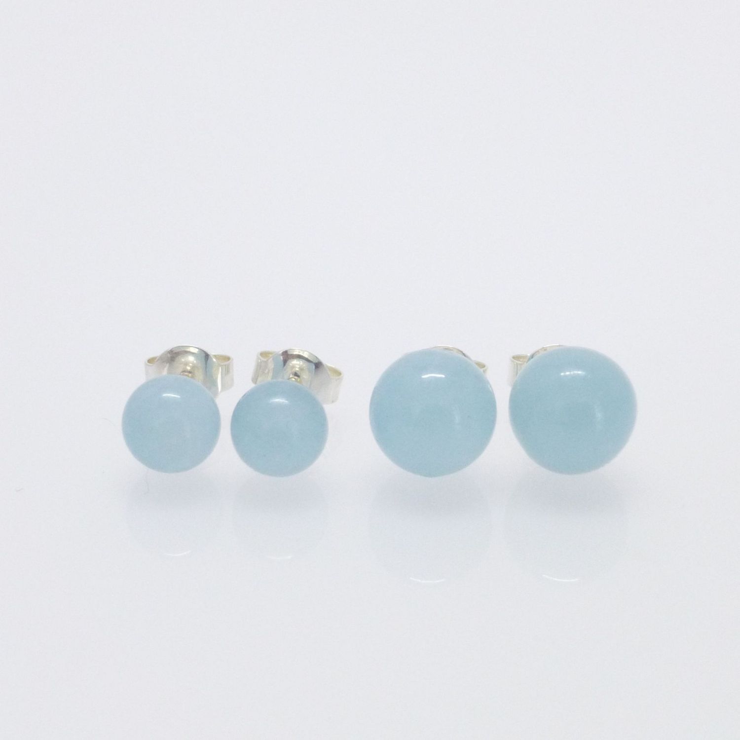 Ohrstecker Aquamarin Kugel 6mm 8mm Ohrstecker Aquamarin Kugel 6mm 8mm