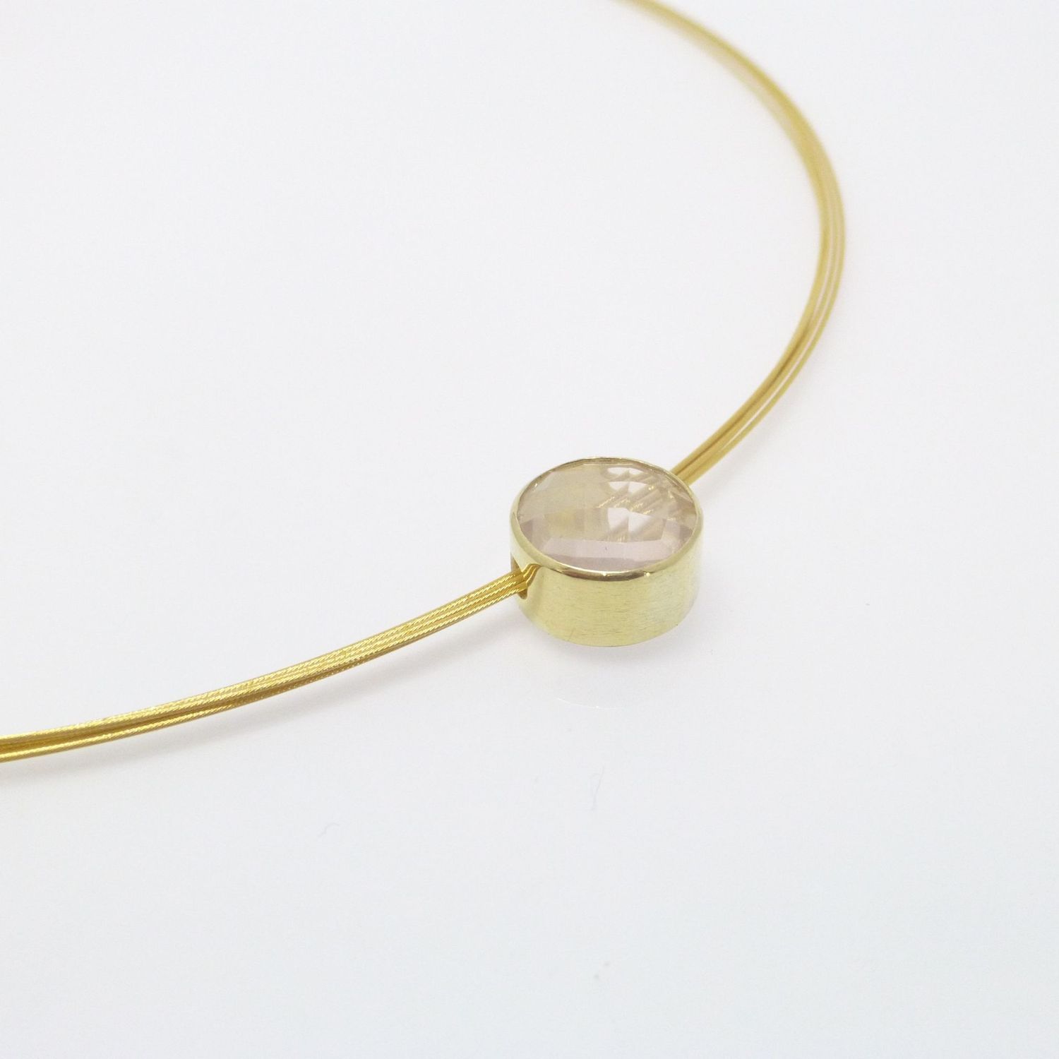 Kettenanhänger Gelbgold mit Rosenquarz Rund 12mm Kettenanhänger Gelbgold mit Rosenquarz Rund 12mm