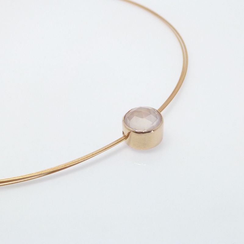 Kettenanhänger Roségold mit Rosenquarz Rund 12mm
