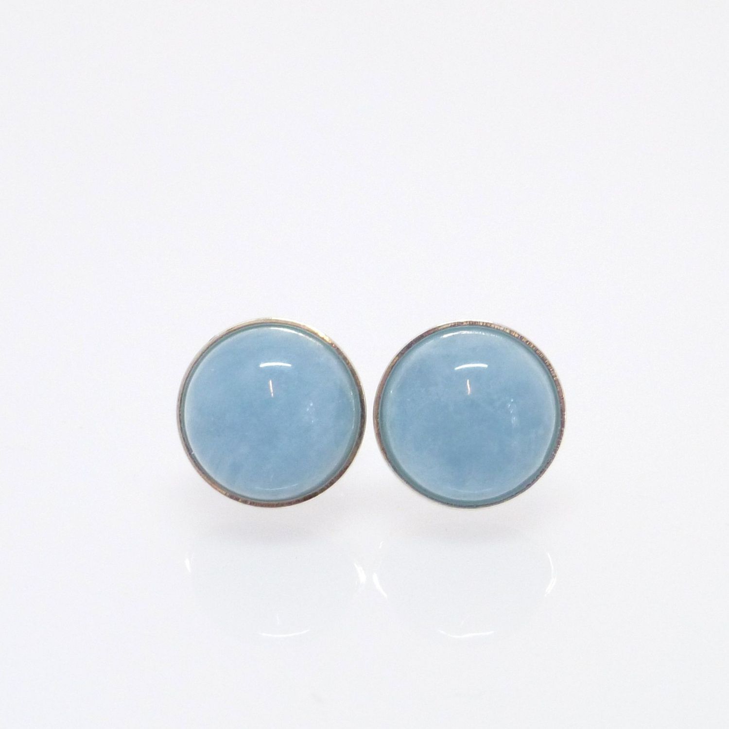 Ohrstecker Silber Aquamarin-Cabochon - verschiedene Größen Ohrstecker Silber Aquamarin-Cabochon - verschiedene Größen