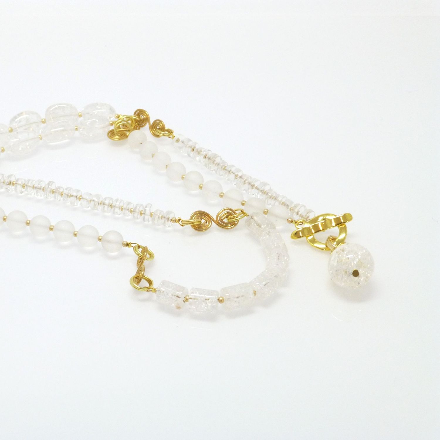 Lange Halskette Bergkristall Mix mit Gold Lange Halskette Bergkristall Mix mit Gold