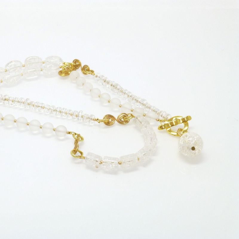 Lange Halskette Bergkristall Mix mit Gold