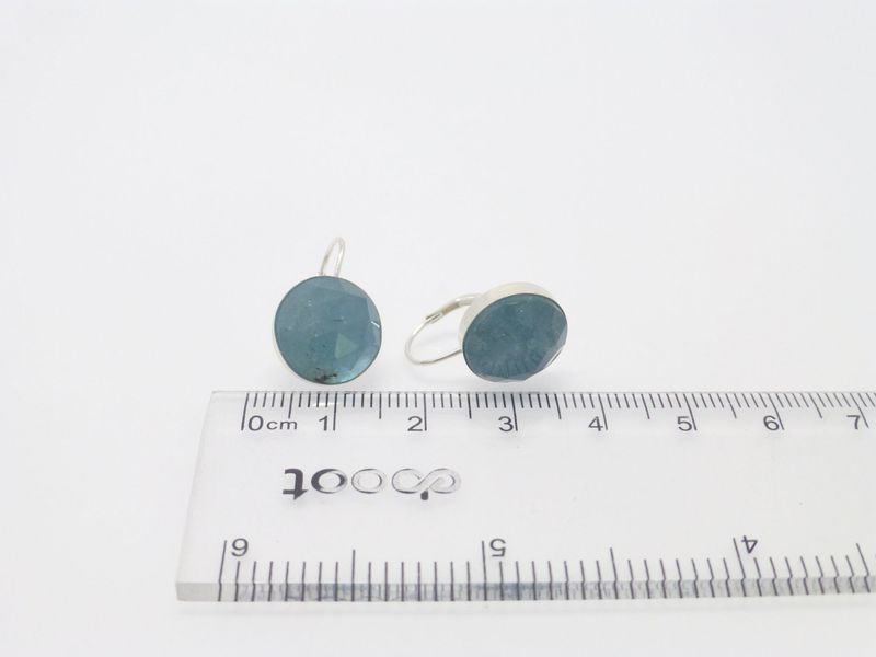 Ohrringe Silber Aquamarin Cabochon facettiert 12mm