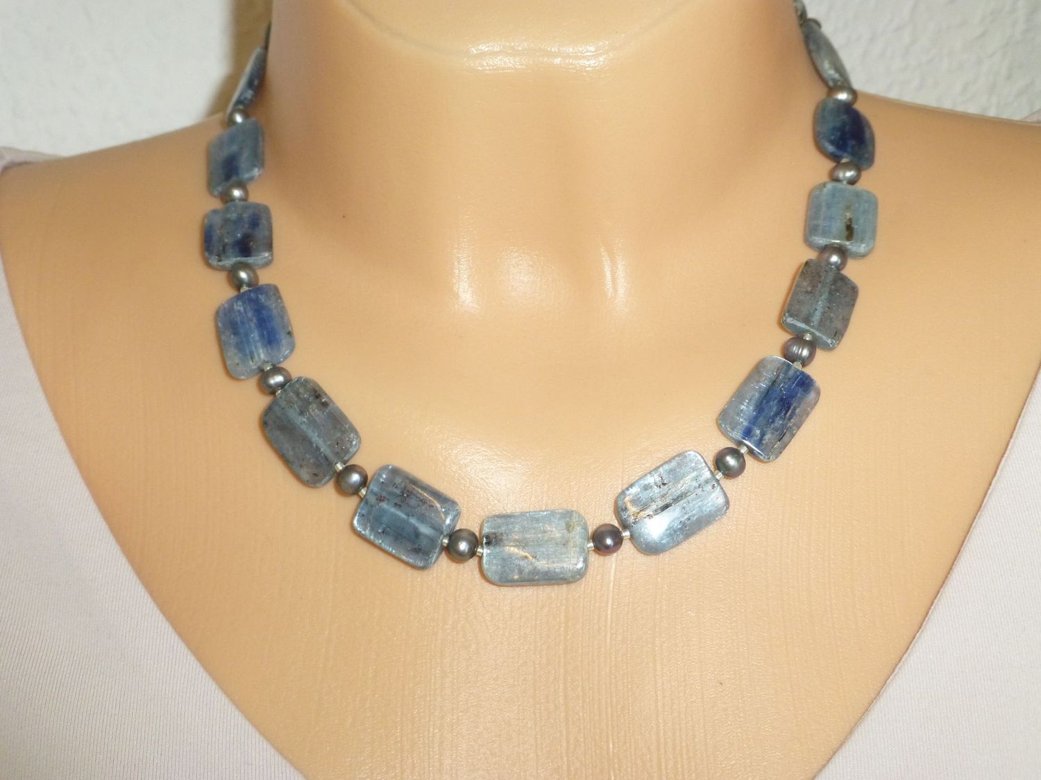 Halskette Cyanith Rechtecke Hellblau Halskette Cyanith Rechtecke Hellblau