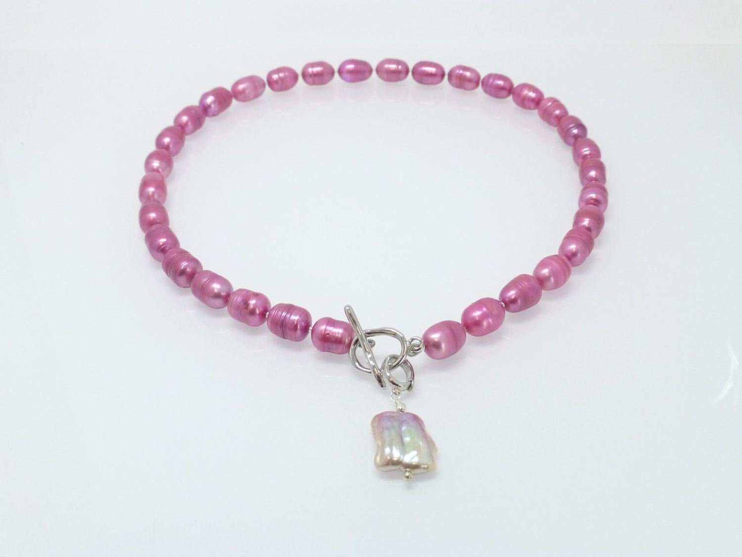 Perlenkette Pink mit Anhänger variabel Perlenkette Pink mit Anhänger variabel