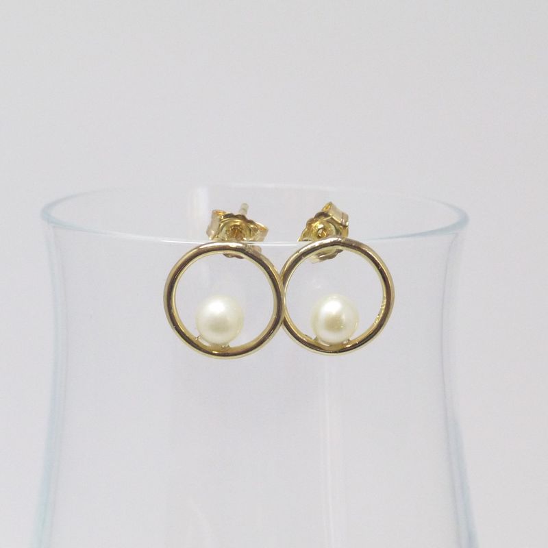 Kreis-Ohrstecker Goldfilled 10mm mit Zuchtperle