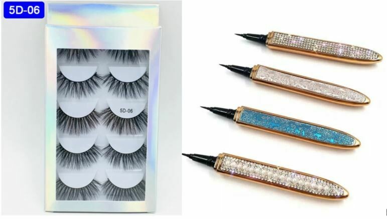 5D* lashes with lash adhesive black eyeliner!