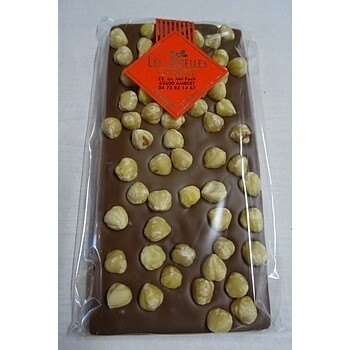 Tablette de chocolat noir ou au lait, noisettes