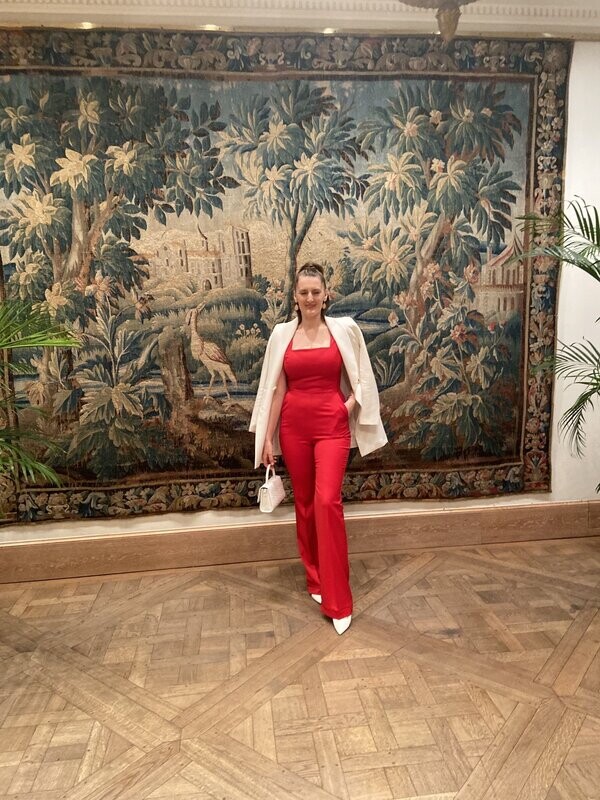 Jumpsuit  aus Wollsatin in Rot