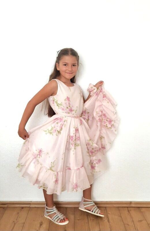 Mädchen Kleid aus Baumwolle und Seide
