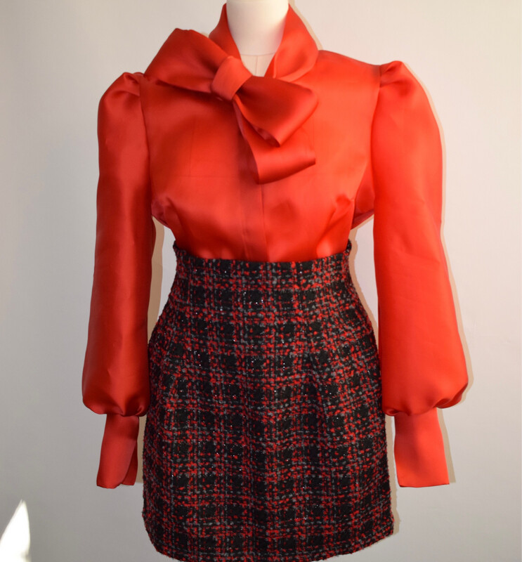 High  Waist Rock aus Tweed