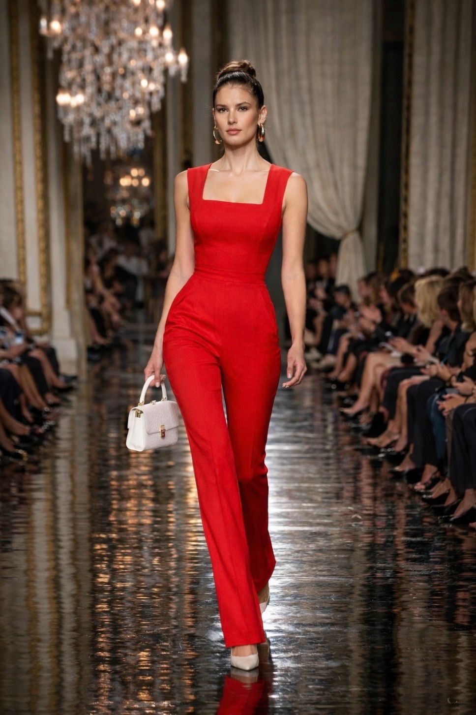 Jumpsuit aus Wollsatin in Rot Jumpsuit aus Wollsatin in Rot