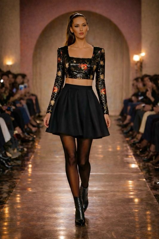 Midnight Bloom Cropped Top