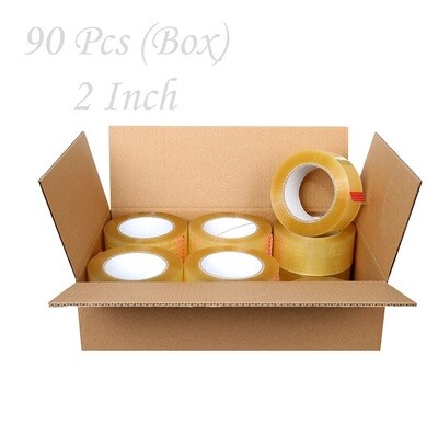 Pack of 90 Rolls - 2inch Opp Self Adhesive Carton Packing Tape - Clear / Transparent