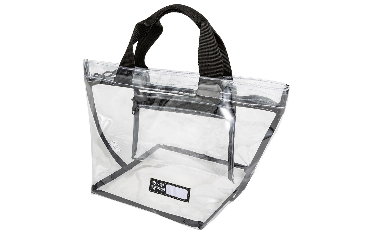 RE8485-Black Rough Enough Clear Bag Stadium Approved for Women and Girls,Clear Handbag with Zipper,Concert Bag