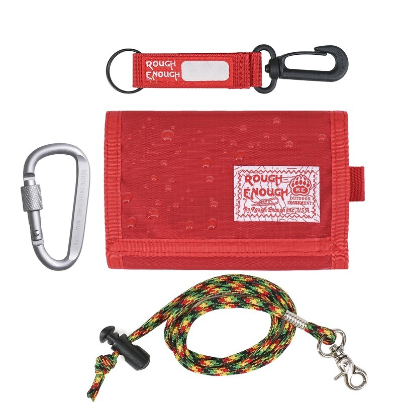 Rough Enough Kids Wallet for Boys Girls Teen Neck Lanyard Wallet with Keychain Cordura Red
