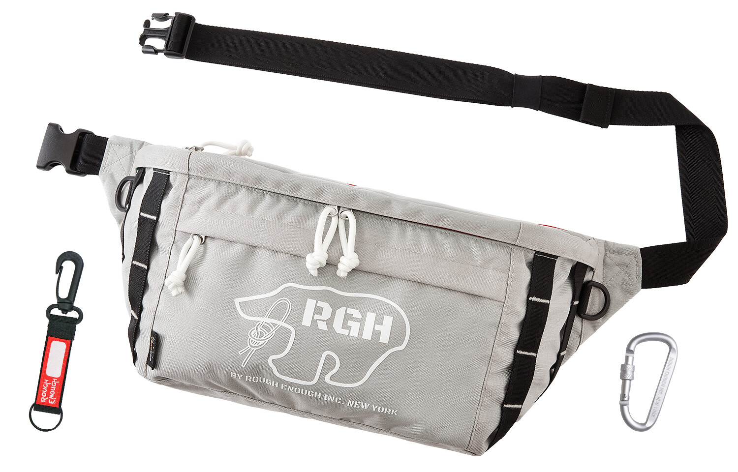 RE8555 Rough Enough Large Fanny Pack Crossbody Bag for Men Casual Waterproof Cordura Grey