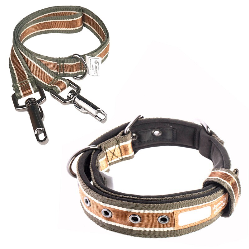 RE8486 Rough Enough Dog Collar for Medium Large Dogs, Tactical Large Dog Collar and Leash Set, Neoprene Padded, 1.6&quot; Wide, Heavy Duty