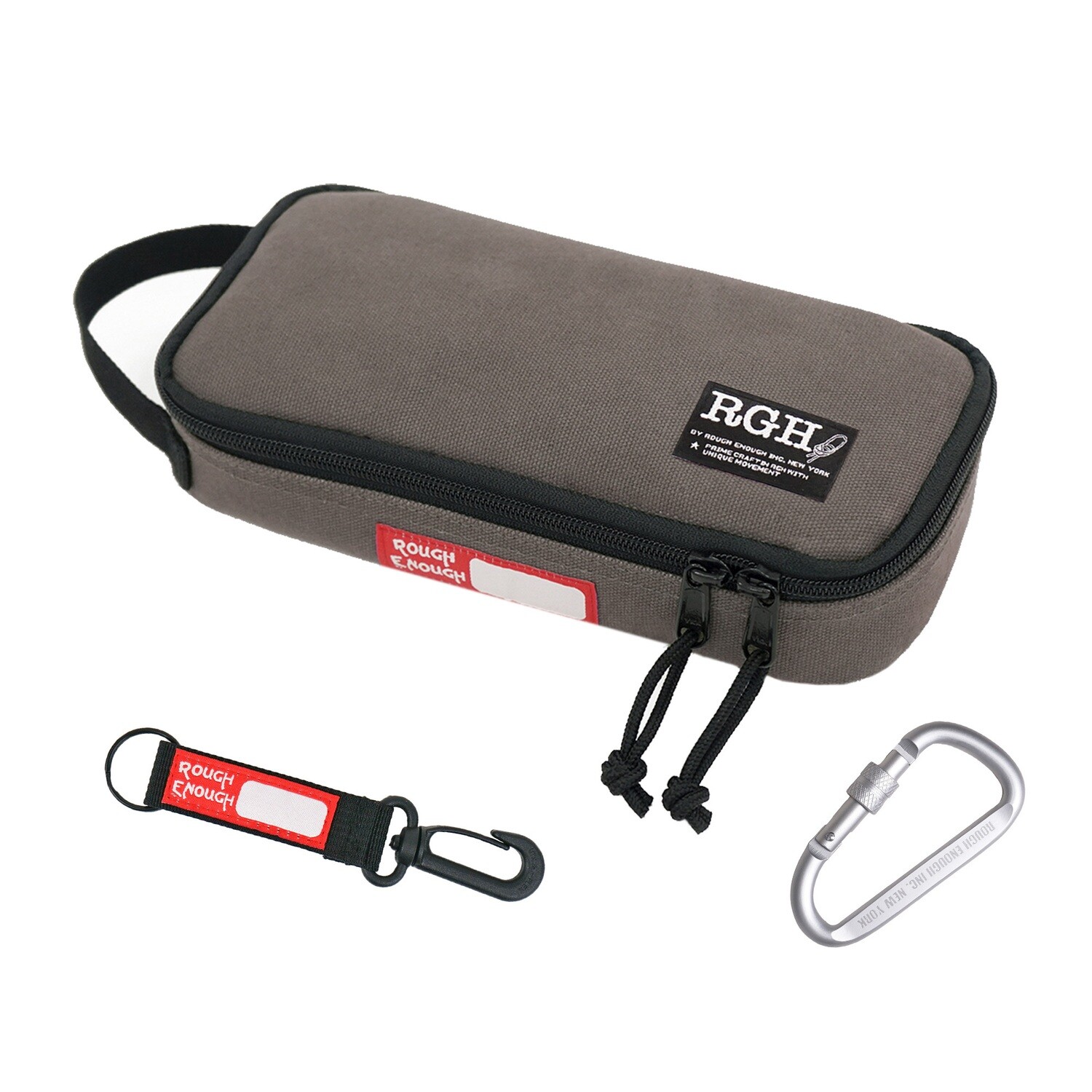 RE8264-Grey Rough Enough Small Tool Bag Pouch Large Pencil Case Box for Adults Boys with Zipper Handle Canvas
