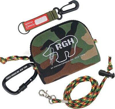 RE8524-Camo Rough Enough Small Coin Purse Pouch Card Holder Neck Lanyard Keychain Wallet for Kids Boys Teens in CORDURA