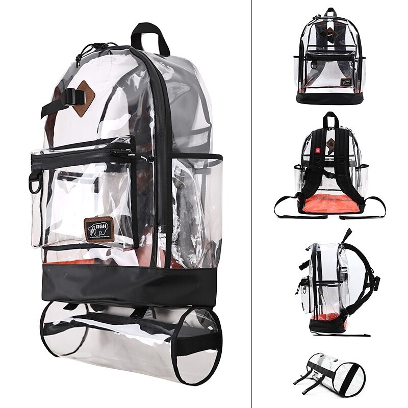 Rough Enough Clear Large Backpack for School Girls Boys Teen Preppy Beach Carry On Travel