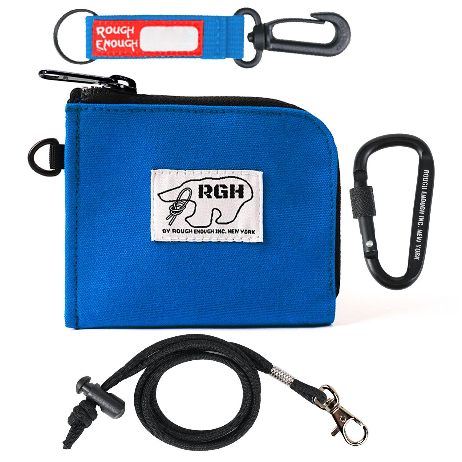 Rough Enough Small Coin Purse Pouch for Men Zipper Change Purse for Coins with Neck Lanyard Keychain Clip