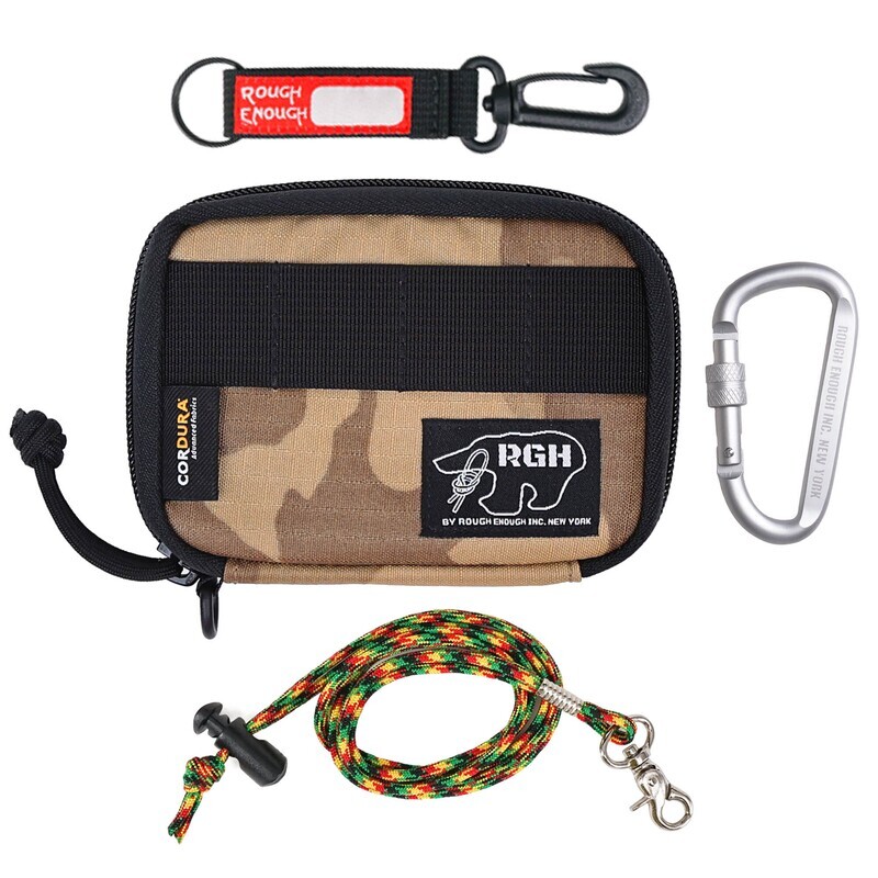 Rough Enough Mens Zipper Card Holder Wallet for Men Teen Boys with Zip Coin Pocket Neck Lanyard Clip