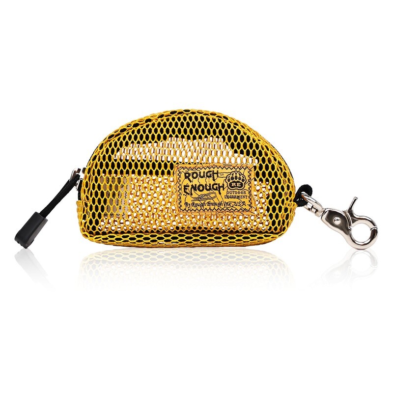 Rough Enough Coin Purse Keychain Wallet Small Mesh Zipper Pouch Change Purse Holder for Women Men Gold Yellow