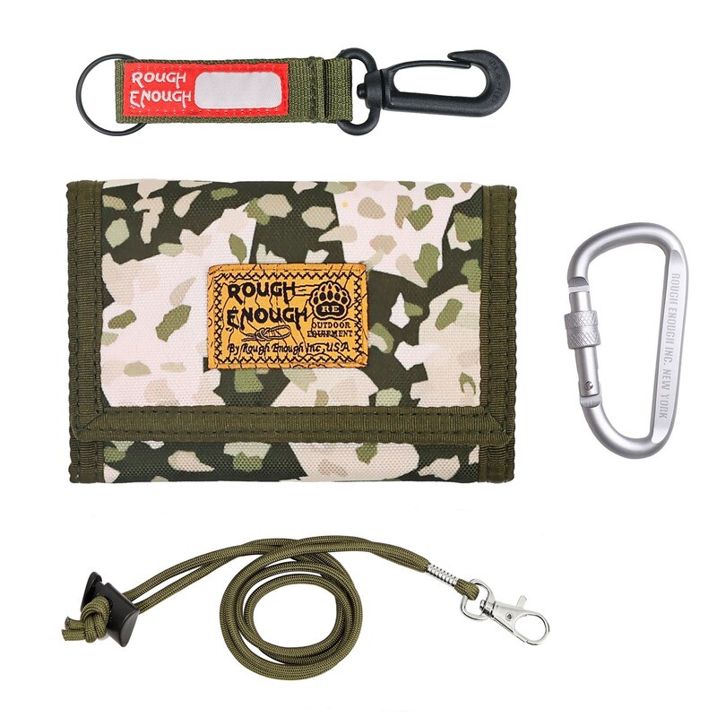 Rough Enough Boys Wallet for Kids Teen Boys Men Neck Lanyard Wallet with Keychain Army Green Camo