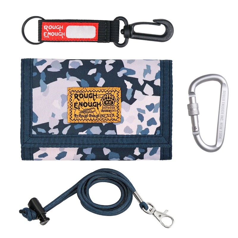 Rough Enough Boys Wallet for Kids Teen Boys Men Neck Lanyard Wallet with Keychain Blue Camo