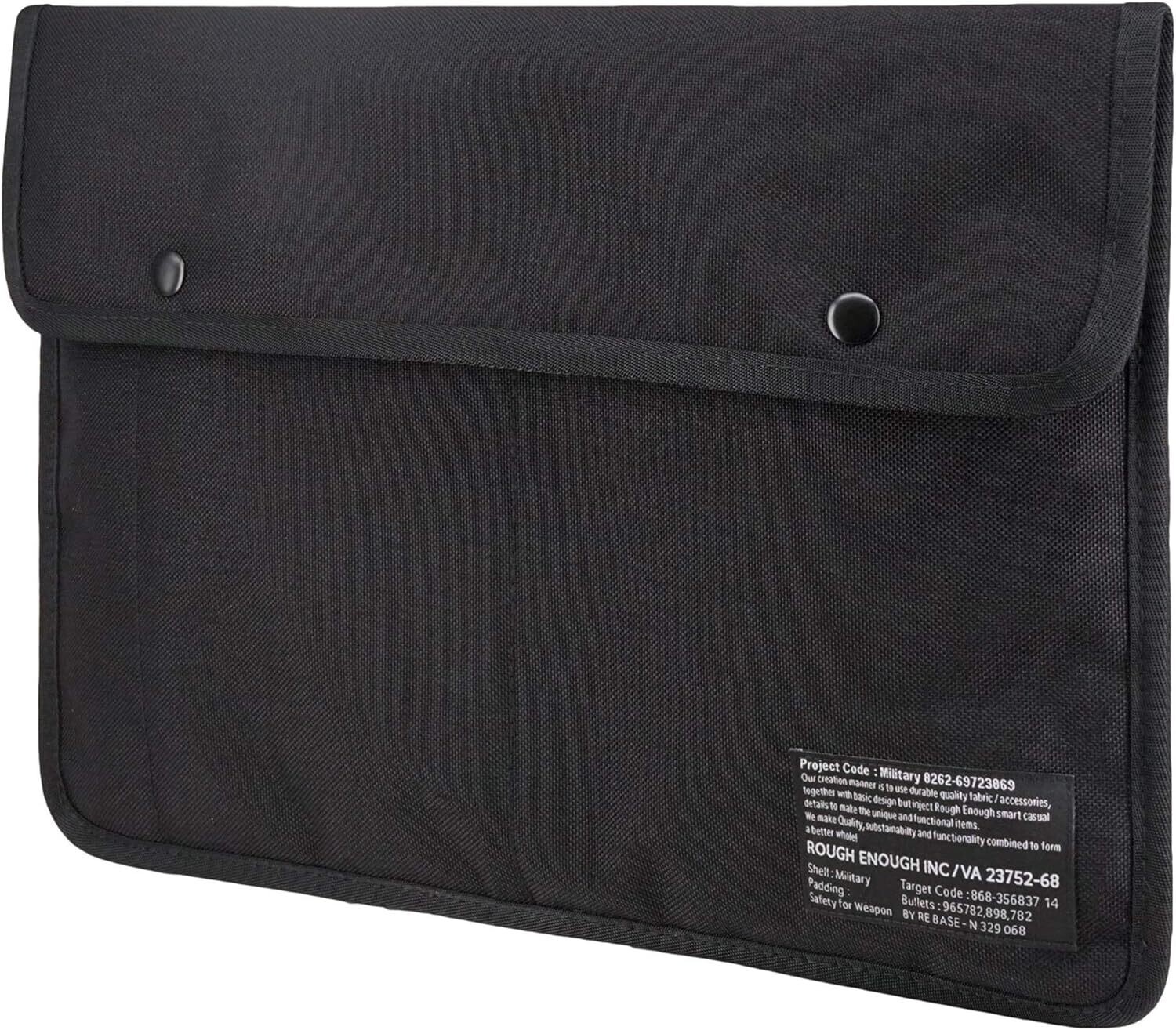 Rough Enough 13 14 Inch Laptop Sleeve Case Bag with Accessory Pocket for Notebook Computer Slim Black Cordura