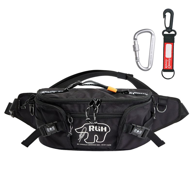 Rough Enough Tactical Fanny Pack for Men Crossbody Bag Large Waist Pack for Fishing Hiking Hunting Waterproof Cordura Black
