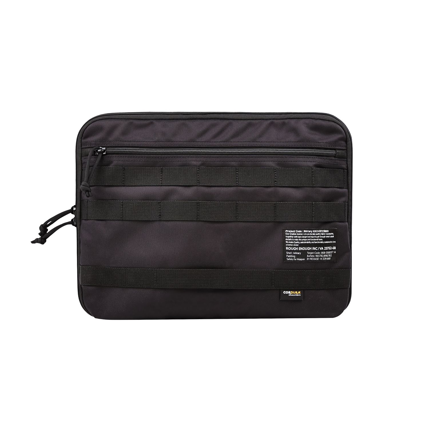 Rough Enough 14 Inch Laptop Sleeve Case Bag with Accessories Pocket Compartment Tactical Molle Functional for Dual Laptop Tablet Cordura Black