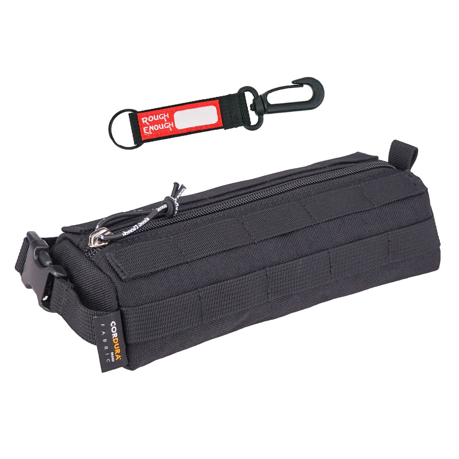 Rough Enough Black Pencil Case Bag for Boys Pencil Pouch for Kids Small Molle Tactical Pouch for Adults with Quick Release Handle