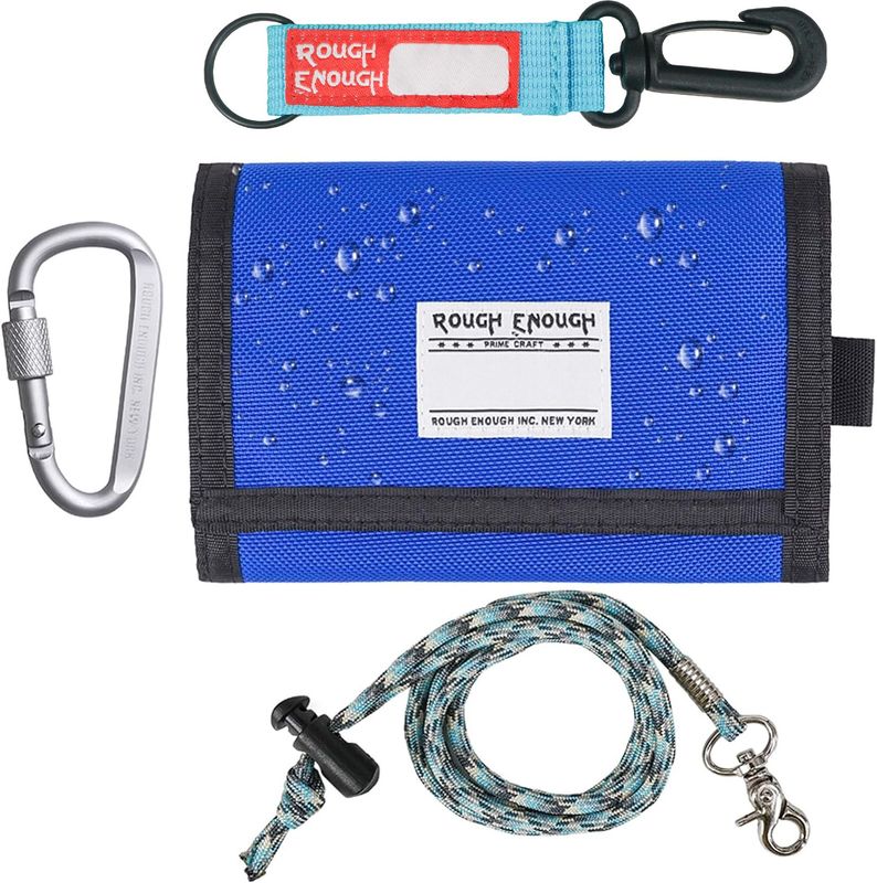 Rough Enough Kids Wallet for Boys Teen with Neck Lanyard Keychain Cordura Blue