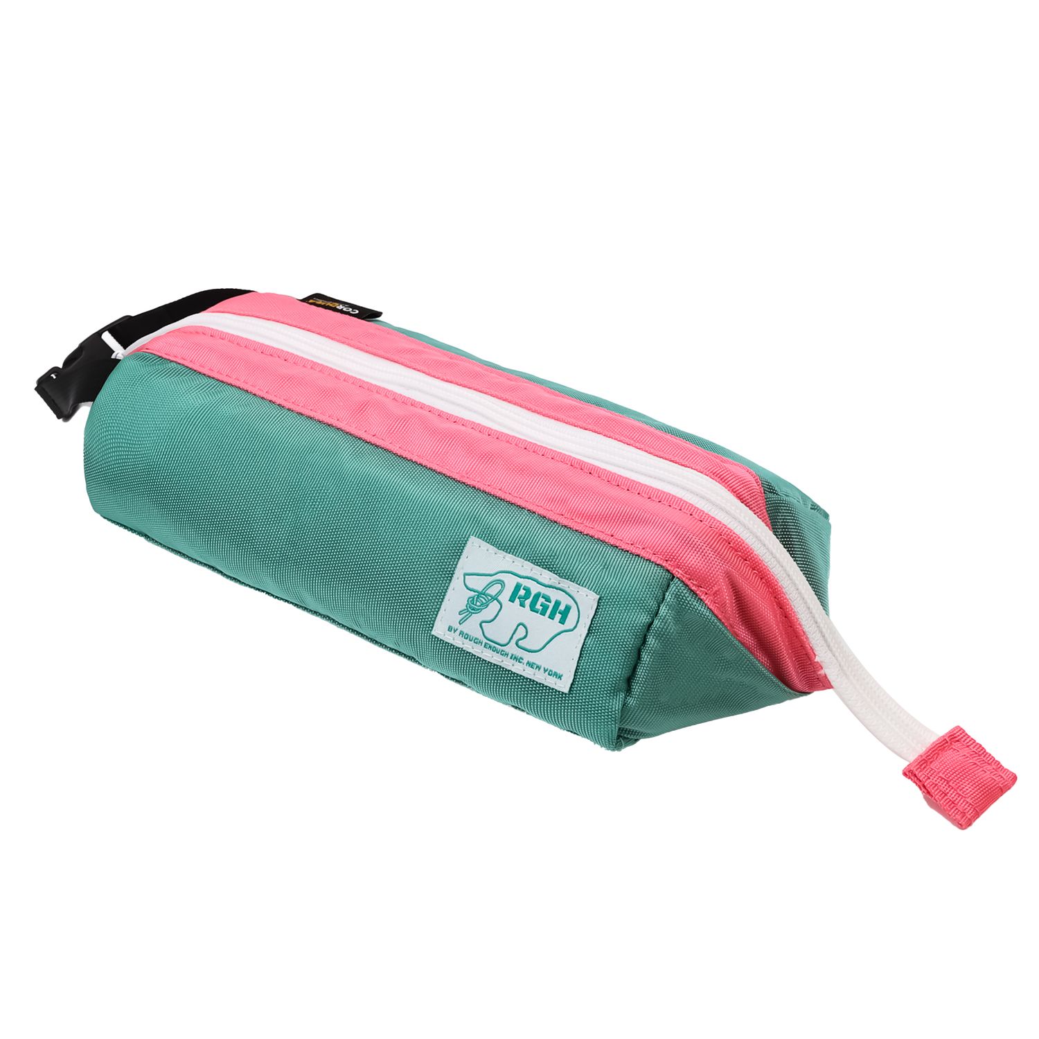 Rough Enough Large Pencil Case Pouch with Handle Storage with YKK Zipper for Girls Kids Teens School Student Codura Fabric Pink Green