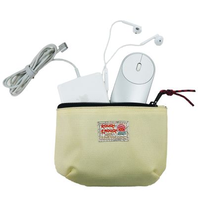 Rough Enough Small Travel Cable Organizer Bag Tech Case with Zipper for Cord Electronics Accessories Travel Essential White