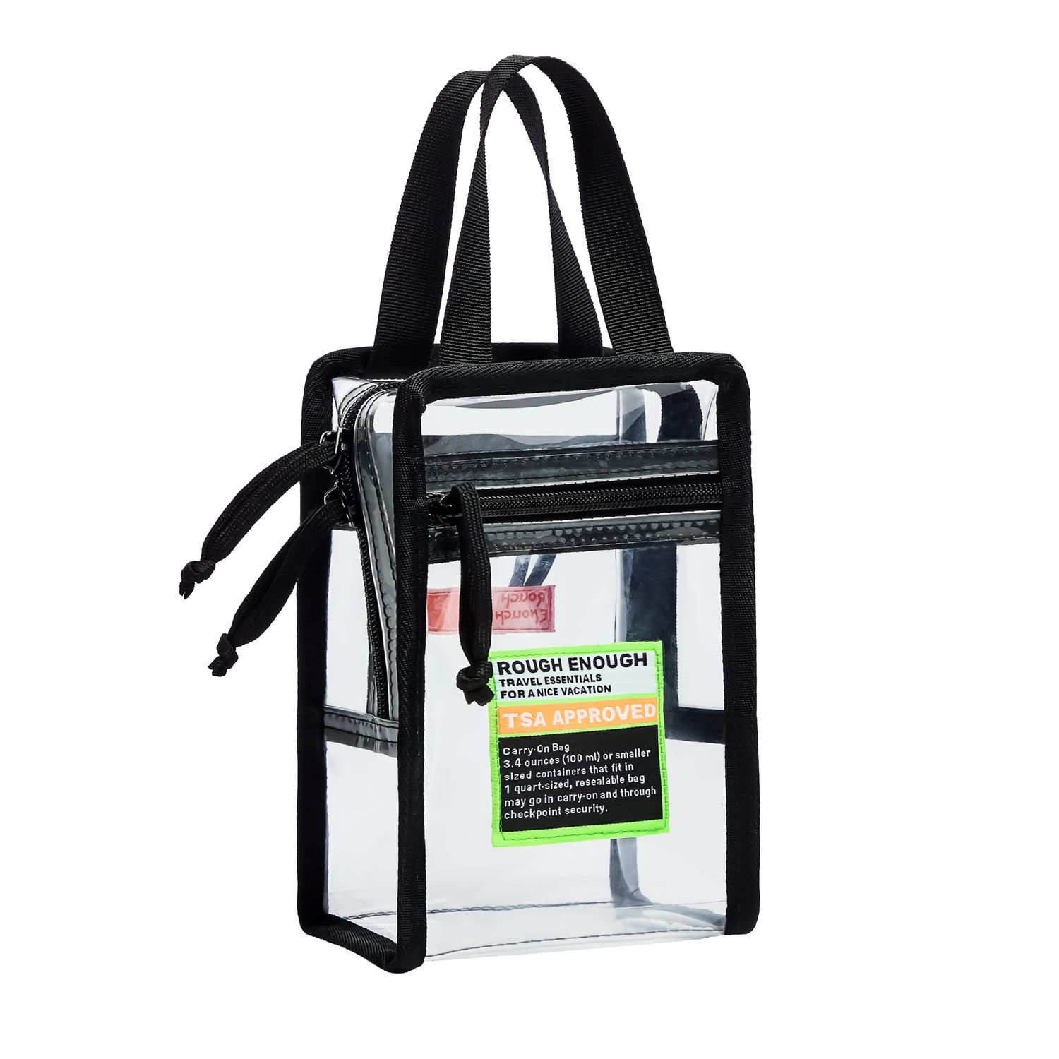 Rough Enough Clear TSA Approved Toiletry Bag Portable Travel Makeup Case