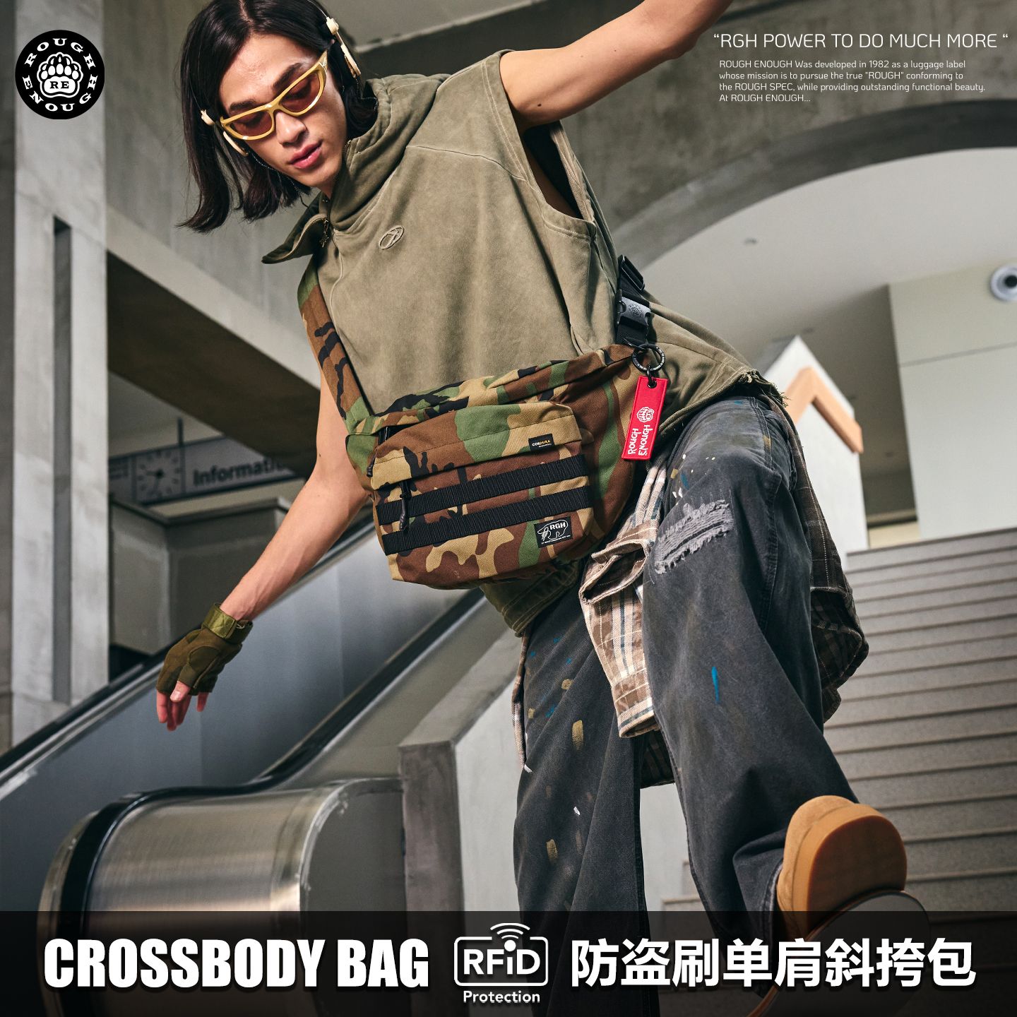 RoughEnough Anti-theft large-capacity crossbody shoulder bag